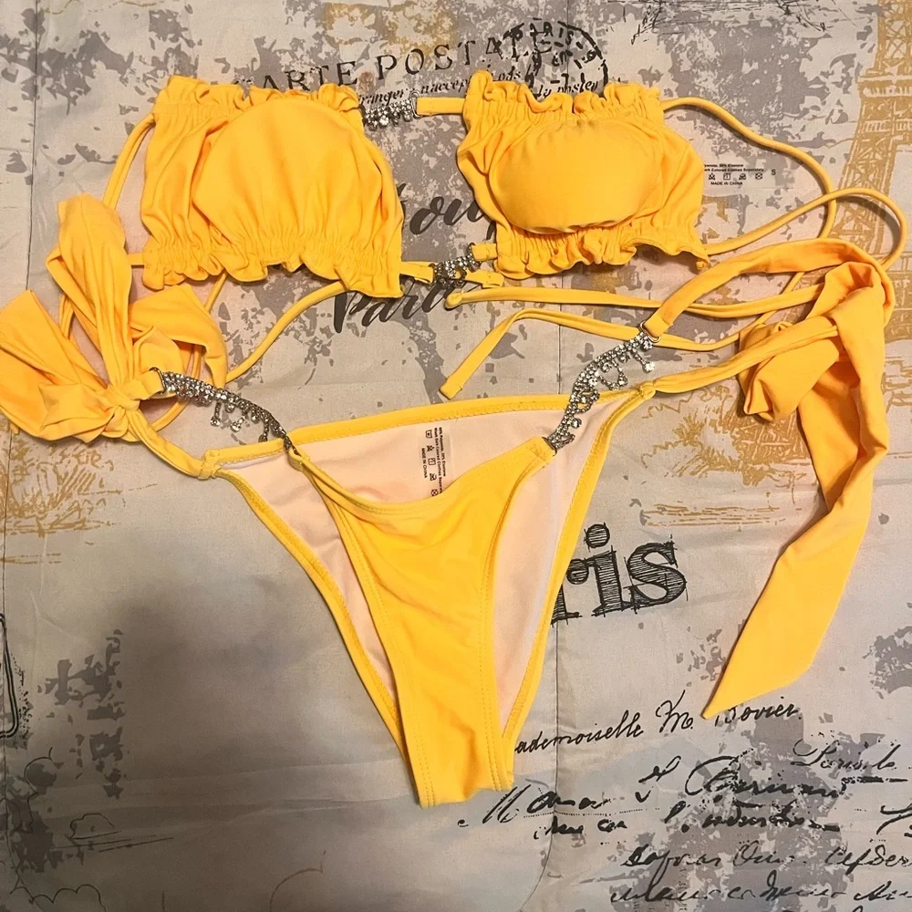 Yellow Ruffled Bikini Set - Picture 2 of 2